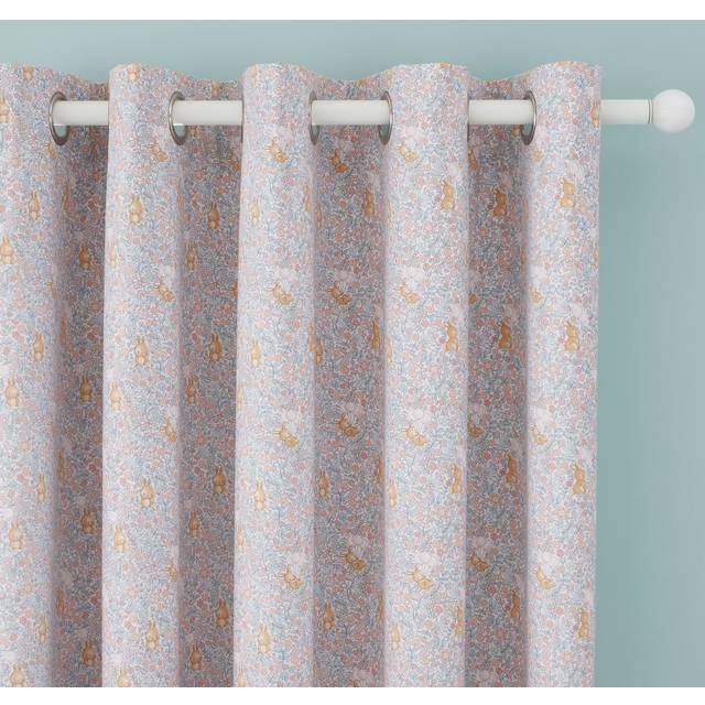 Ditsy Bunny Blackout Eyelet Curtains - Light Pink