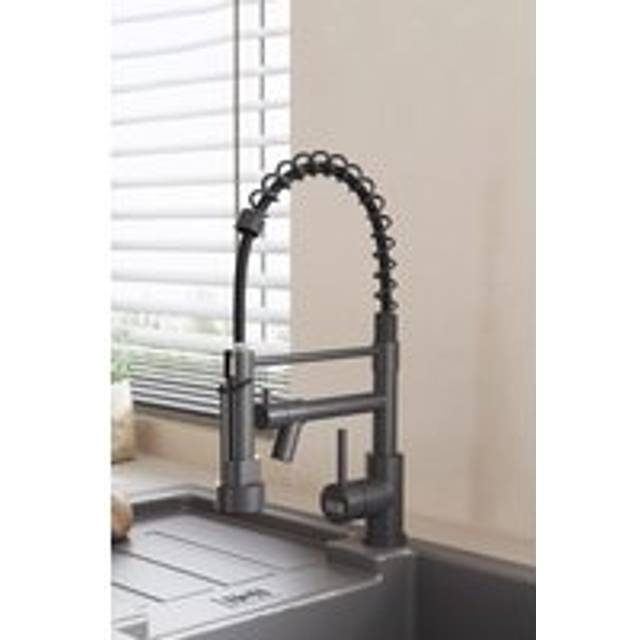 (Grey) Stainless Steel Kitchen Faucet with Pull Down Spring Spout and Pot Filler
