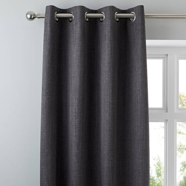 Solar Blackout Eyelet Curtains - Slate