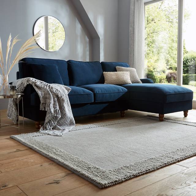 Pebble Wool Border Rug - Pebble Grey