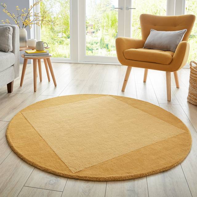 Boston Wool Border Round Rug - Boston Wool Ochre