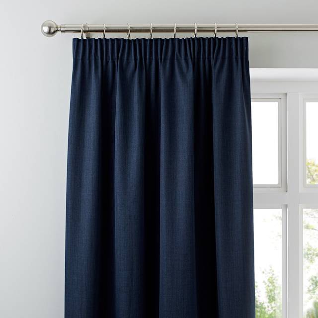 Solar Blackout Pencil Pleat Curtains - Navy