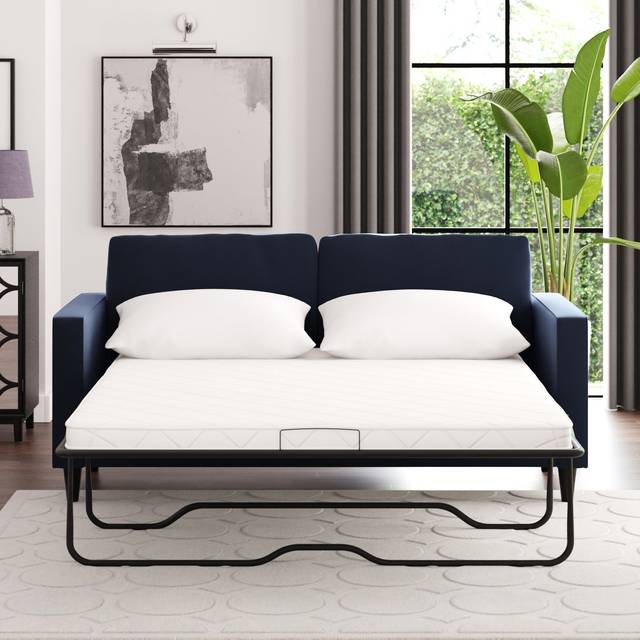 Zoe 3 Seater Double Sofa Bed, Velvet - Velvet Luxe Navy