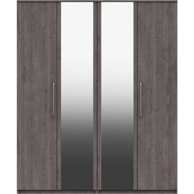 Parker 4 Door Wardrobe, Mirrored - Parker Dark Grey