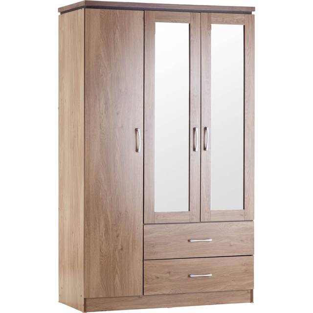 Charles Triple Wardrobe, Mirrored - Natural