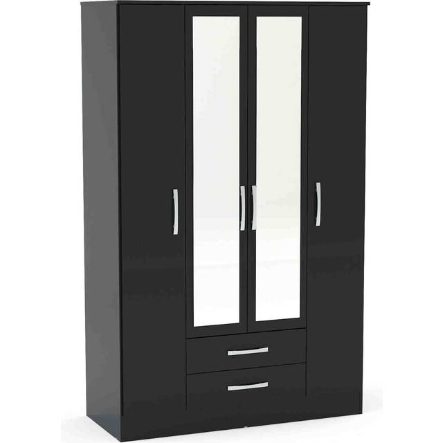 Lynx 4 Door Wardrobe, Mirrored - Lynx Black