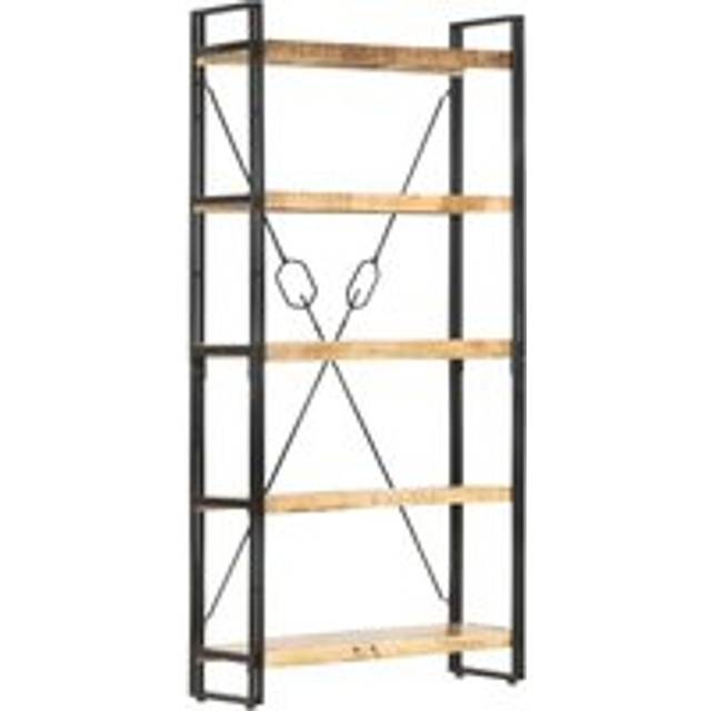 5-Tier Bookcase 90x30x180 cm Solid Mango Wood - Brown - One Size