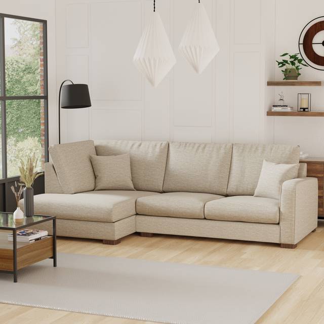 Carson Deep Sit Vivalife Stain-Resistant Fabric Corner Sofa - Viva Life Mushroom