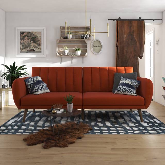 Brittany Linen Double Sofa Bed - Brittany Orange