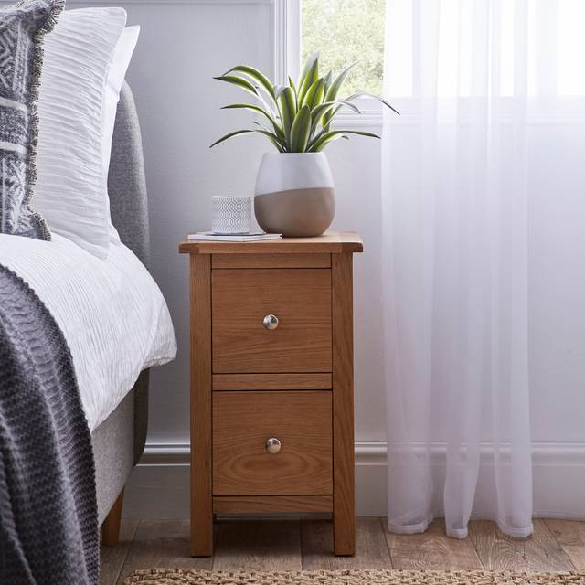 Bromley 2 Drawer Slim Bedside Table - Bromley Oak