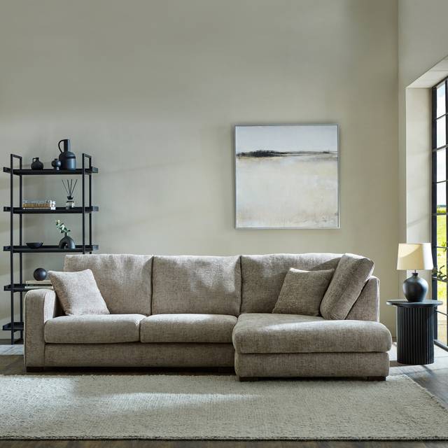 Carson Deep Sit Chunky Chenille Corner Sofa - Chunky Chenille White Sand