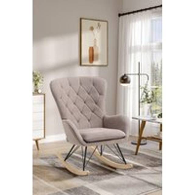 Modern Terry Cloth Diamond Check Tufted Rocking Chair - Brown - One Size