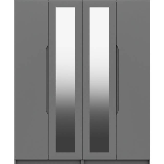 Legato 4 Door Wardrobe, Mirrored - Legato Grey