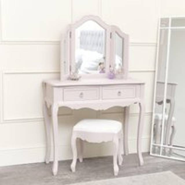 Pink Dressing Table, Mirror, Stool Set - Victoria Pink Range Material: Furniture/Furniture Ranges/Victoria Range/Victoria Pink Range