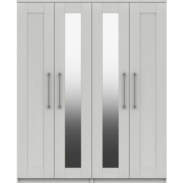 Ethan 4 Door Wardrobe, Mirrored - Ethan White