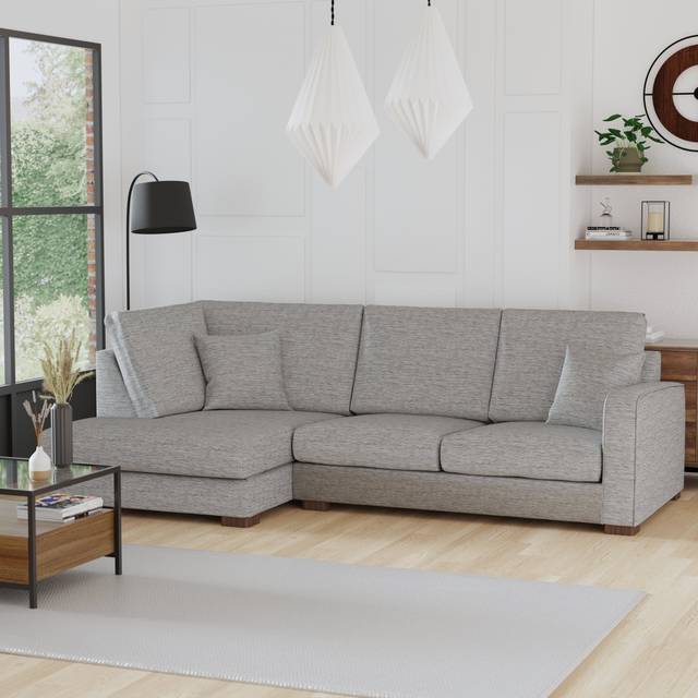Carson Deep Sit Vivalife Stain-Resistant Fabric Corner Sofa - Viva Life Grey