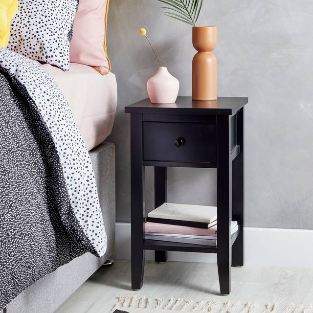 Lynton 1 Drawer Small Bedside Table - Lynton Black
