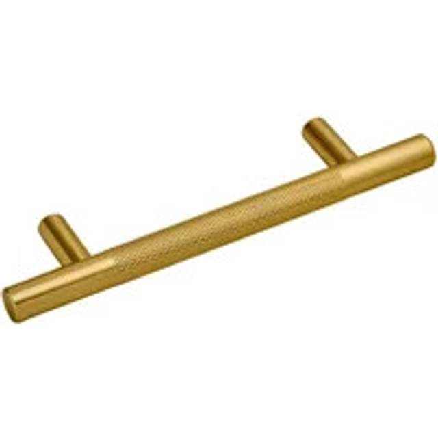 Kensington Knurled T-Bar Cabinet & Drawer Handle - Brushed Brass (Gold) - 128mm - Elite Knobs & Handles