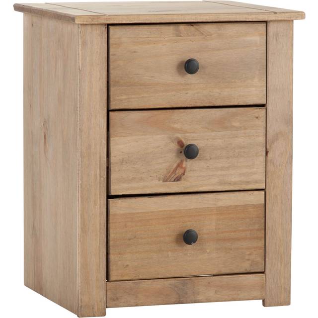 Panama 3 Drawer Bedside Table, Pine - Light Oak