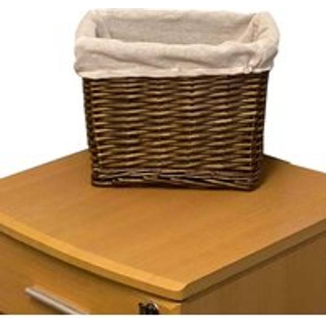 (Oak, Small) Huge Deep Wicker Storage Basket Hamper With Lining