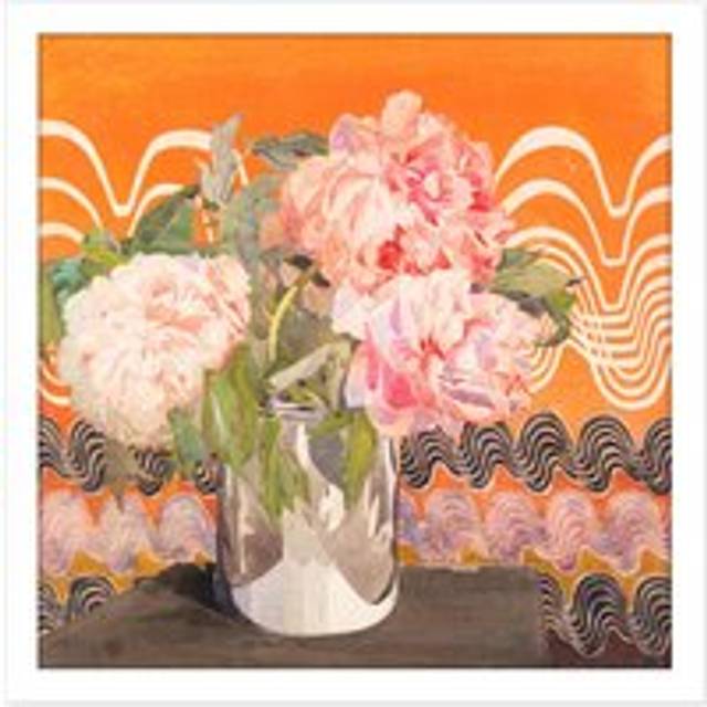 Wall Art Print Rennie Mackintosh Peonies Flowers Vase Painting Square Framed Picture 16X16 Inch - White - W16 inch x H16 inch