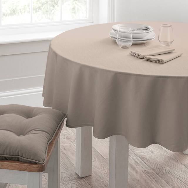 Isabelle Round Cotton Tablecloth - Pebble