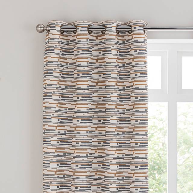 Matrix Boucle Eyelet Curtains - Ochre