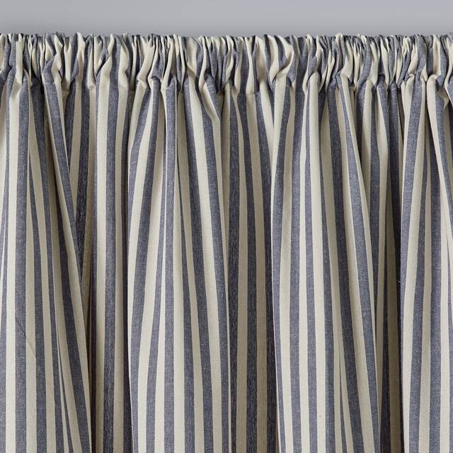 Linford Stripe Unlined Slot Top Curtains - Navy