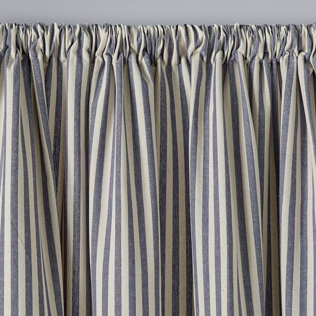Linford Stripe Unlined Slot Top Curtains - Navy