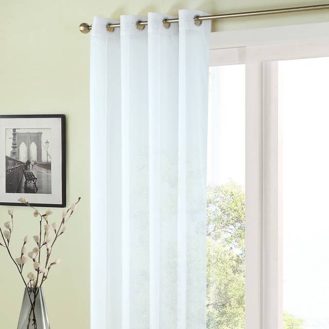 Sheer Elegance Eyelet Single Voile Panel - White