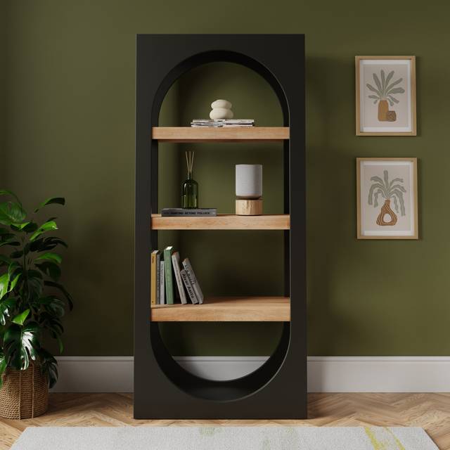 Albourne Tall Bookcase, Oak Effect - Charcoal