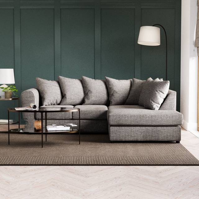 Blake Curved Arm Chunky Chenille Corner Chaise Sofa - Chunky Chenille Silver