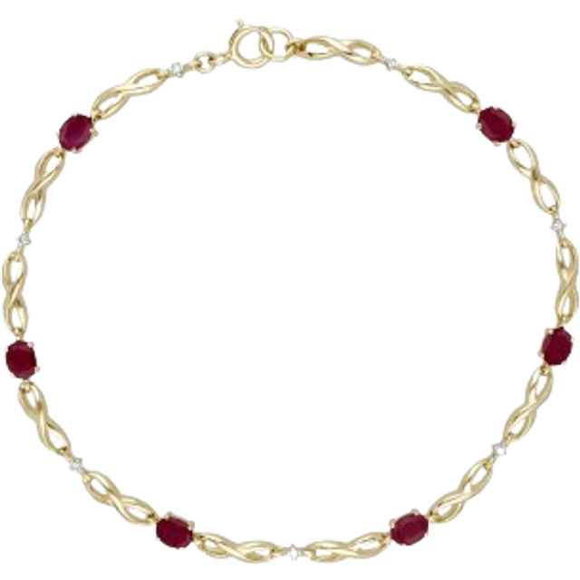 Classic Style Oval Ruby & Diamond Infinity Bracelet in 9ct Yellow Gold