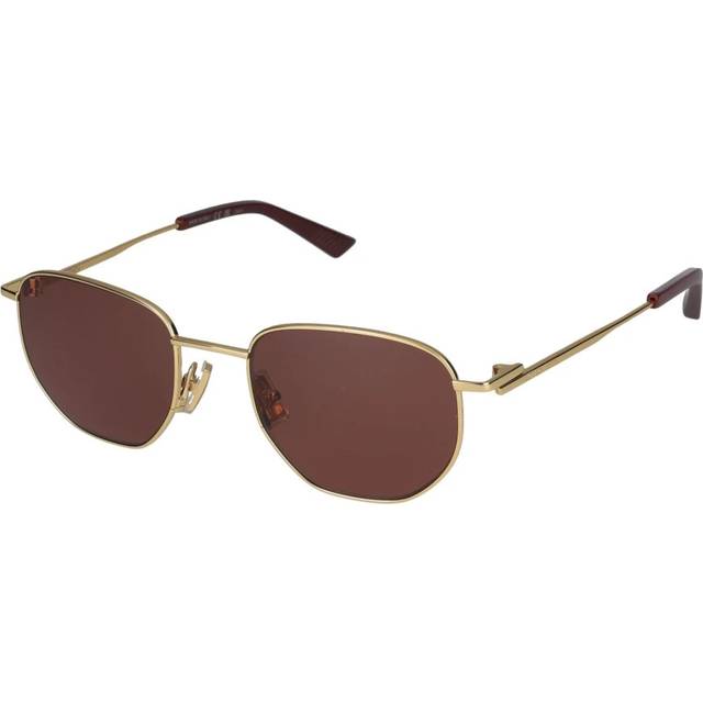 Bottega Veneta Unisex BV1301S 003 Sunglasses Metal Gold Brown Round