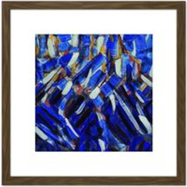 Rohlfs Abstraction Blue Mountain Painting 8X8 Inch Square Wooden Framed Wall Art Print Picture with Mount - Brown - One Size
