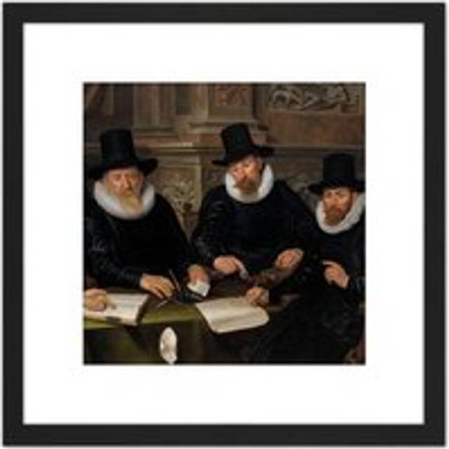 Van Den Valckert Regents Amsterdam Leper Asylum 8X8 Inch Square Wooden Framed Wall Art Print Picture with Mount - Black - One Size