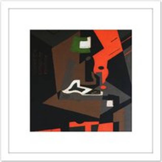 Blanchard Still Life Red Lamp Painting 8X8 Inch Square Wooden Framed Wall Art Print Picture with Mount - White - One Size
