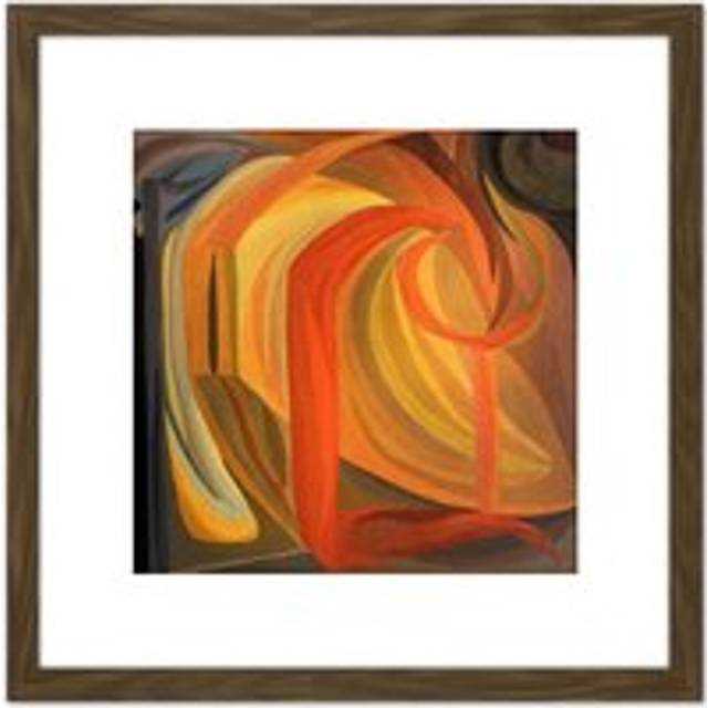 Freundlich Abstract Composition Painting 8X8 Inch Square Wooden Framed Wall Art Print Picture with Mount - Brown - One Size