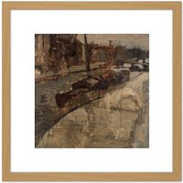 Breitner Prinsengracht Amsterdam Canal Painting 8X8 Inch Square Wooden Framed Wall Art Print Picture with Mount - Tan - One Size