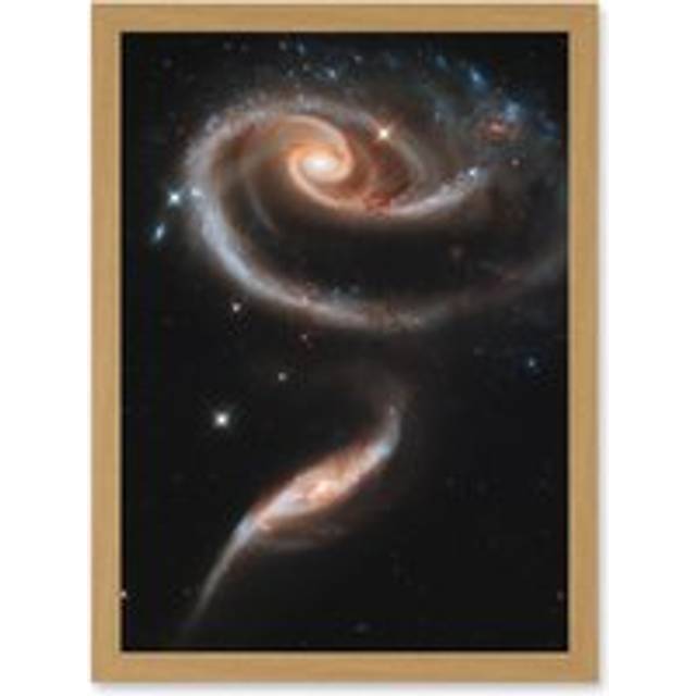 Space Photo Hubble Rose Made Galaxies UGC 181 Artwork Framed Wall Art Print A4 - Tan - One Size