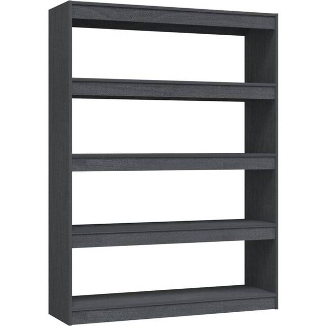 vidaXL Book Cabinet/Room Divider Grey 100x30x135.5 cm Solid Pinewood