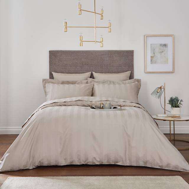 Hotel Cotton 230 Thread Count Stripe Duvet Cover - Natural