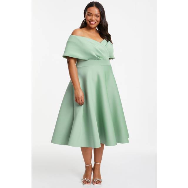 Curve Midi Skater Dress - Green - Size 26 - Quiz