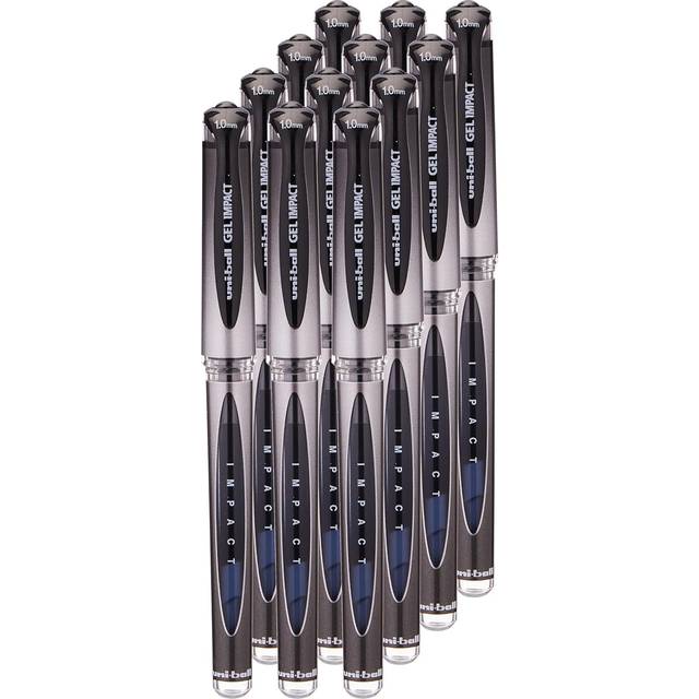 Uni-Ball 218990000 UM-153S Signo Impact Gel Pens with Rubber Grip, Black Gel, 1mm Nib (Pack of 12)
