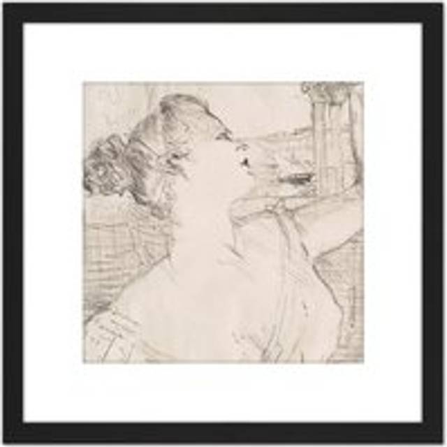 Toulouse Lautrec Subra De Lopera 1895 8X8 Inch Square Wooden Framed Wall Art Print Picture with Mount - Black - One Size