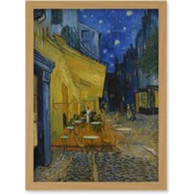 Van Gogh Cafe Terrace at Night Place du Forum Painting Artwork Framed Wall Art Print A4 - Tan - One Size