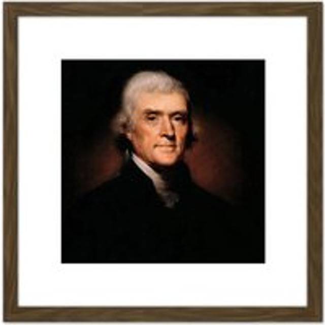 Rembrandt Peale Thomas Jefferson 8X8 Inch Square Wooden Framed Wall Art Print Picture with Mount - Brown - One Size