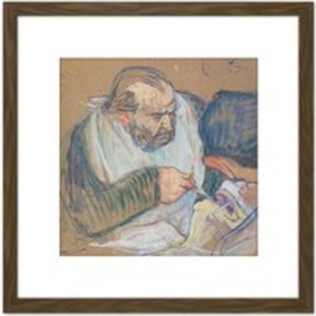Henri De Toulouse Lautrec Dr Pean Operating Painting 8X8 Inch Square Wooden Framed Wall Art Print Picture with Mount - Brown - One Size