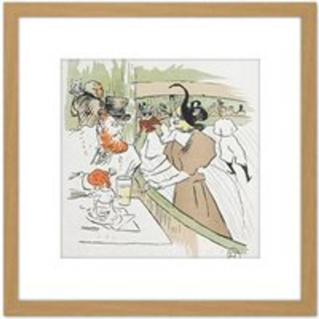 Toulouse-Lautrec Professional Beauty Painting 8X8 Inch Square Wooden Framed Wall Art Print Picture with Mount - Tan - One Size