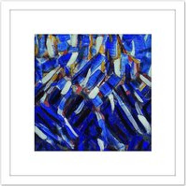 Rohlfs Abstraction Blue Mountain Painting 8X8 Inch Square Wooden Framed Wall Art Print Picture with Mount - White - One Size